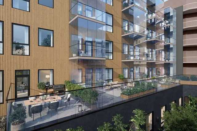 Flere av leilighetene i 2.etasje disponerer ekstra terrasse-areal