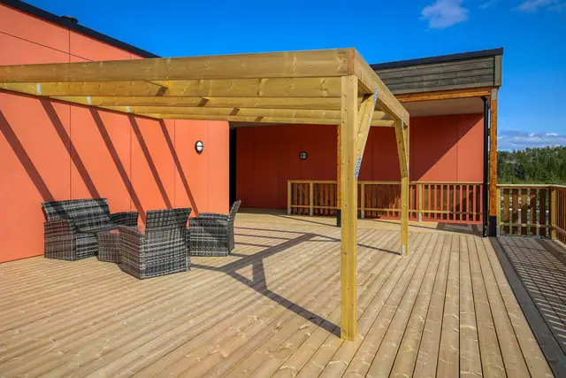 I bygg F får beboerne tilgang til en felles takterrasse som kan nytes på fine dager (bilde fra byggetrinn 1)