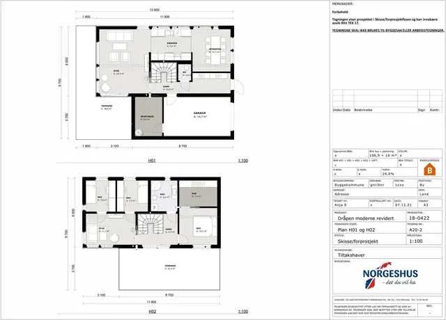 Bolig kan leveres både med og uten utleiedel. 
Dråpen moderne - 5 399 000,- eks tomt. Med forbehold om prisendring.